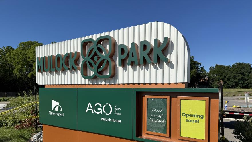 Large entrance sign for Mulock Park