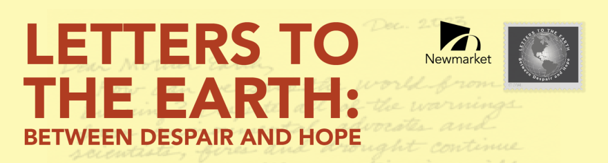 "Letters to the Earth" text with logos on a pale yellow background.