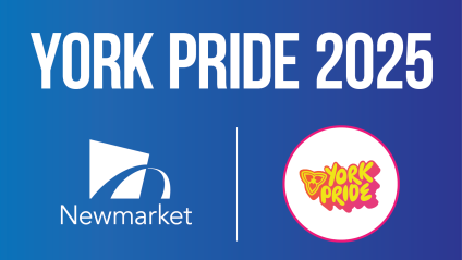 York Pride 2025 logo with blue background.