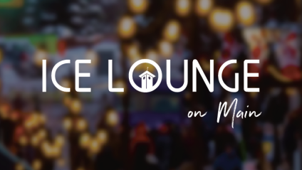 Ice Lounge on main image of main street with text